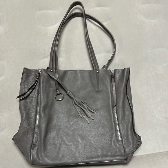 Sanctuary Large Leather Tote Gray Color, silver toned hardware - Picture 1 of 12
